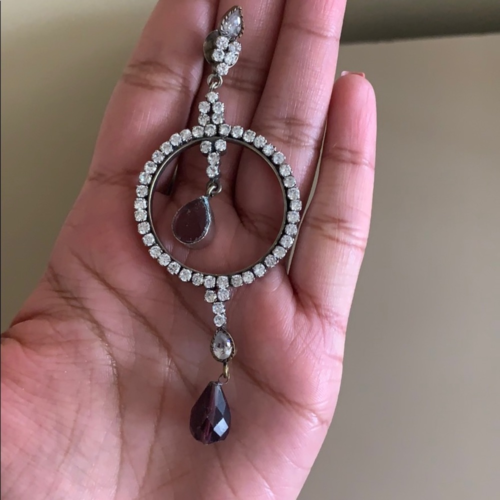 Rhinestone hoop dangly earrings